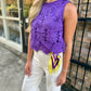Floral Lace Scalloped Top- Purple