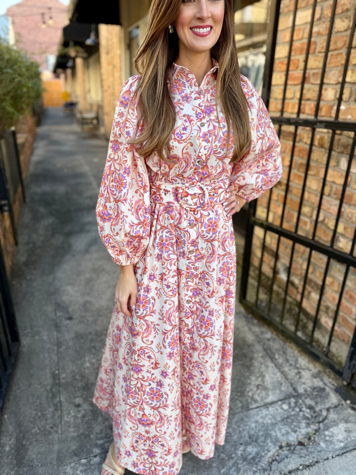 Botanical Maxi Dress- Cream Apricot