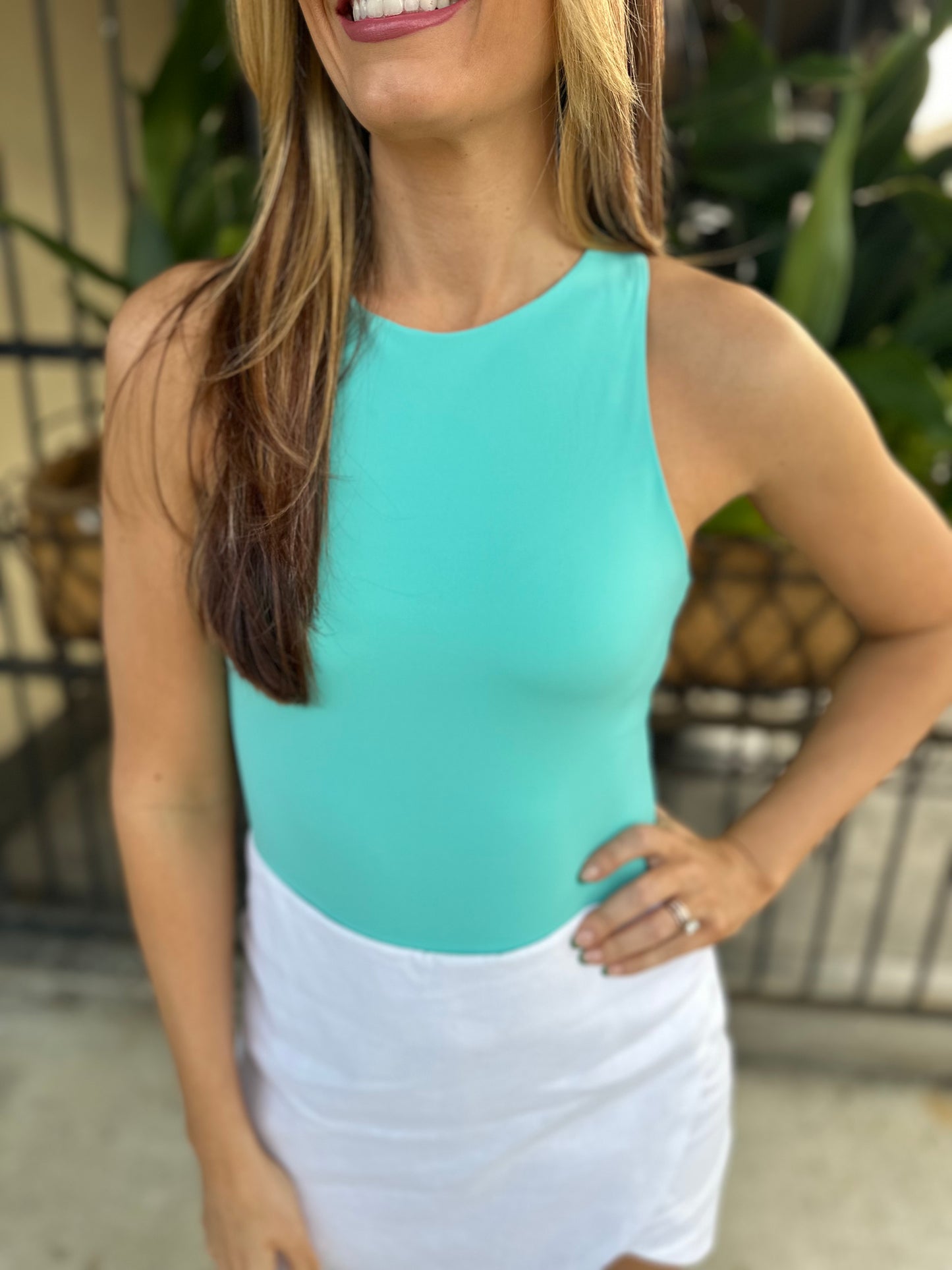 Nico Solid Bodysuit- Pastel Turquoise