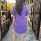 Moon Washed Denim Mini Dress- Purple