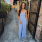Garden Sun Smocked Jumpsuit- Blue