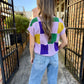 Cleopatra Checkered Sweater Top- Lavender