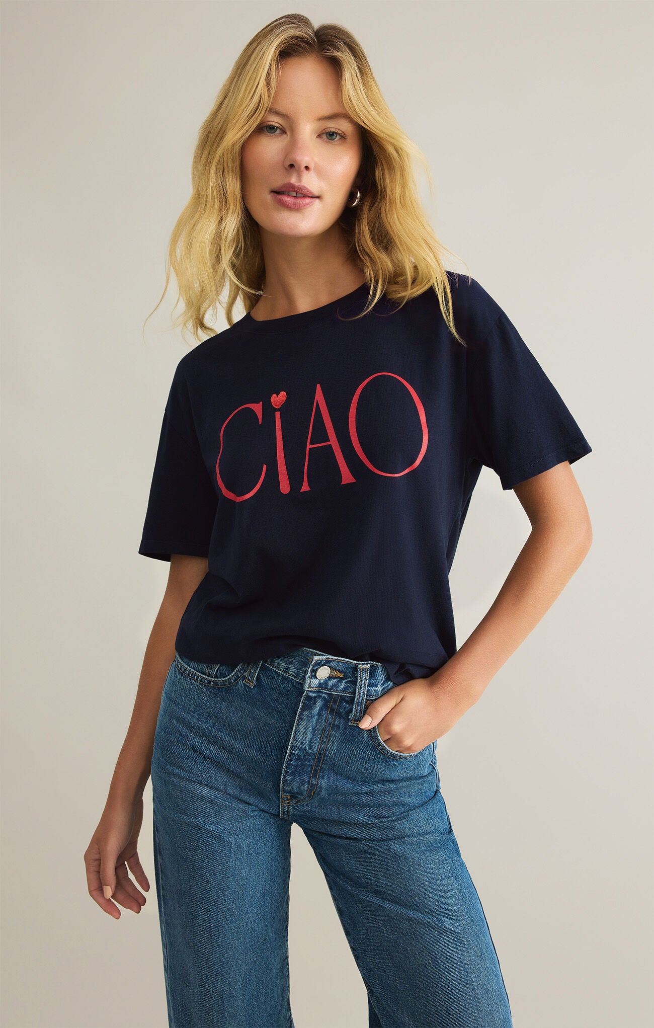 Z Supply Ciao Boyfriend Tee- Navy