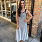 Vertical Stripe Maxi Dress- Black & White