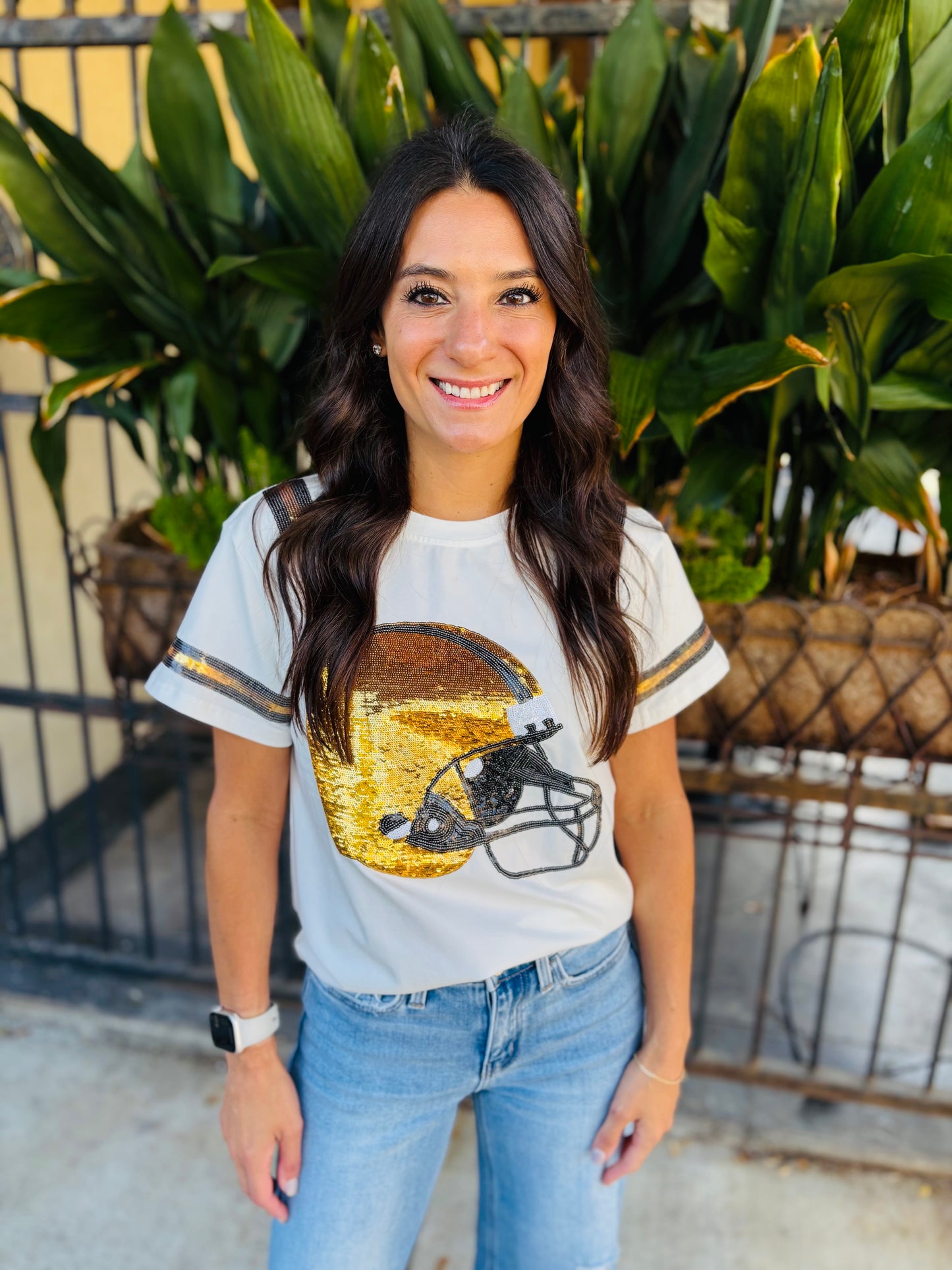 Miss Helmet Tee- Black & Gold