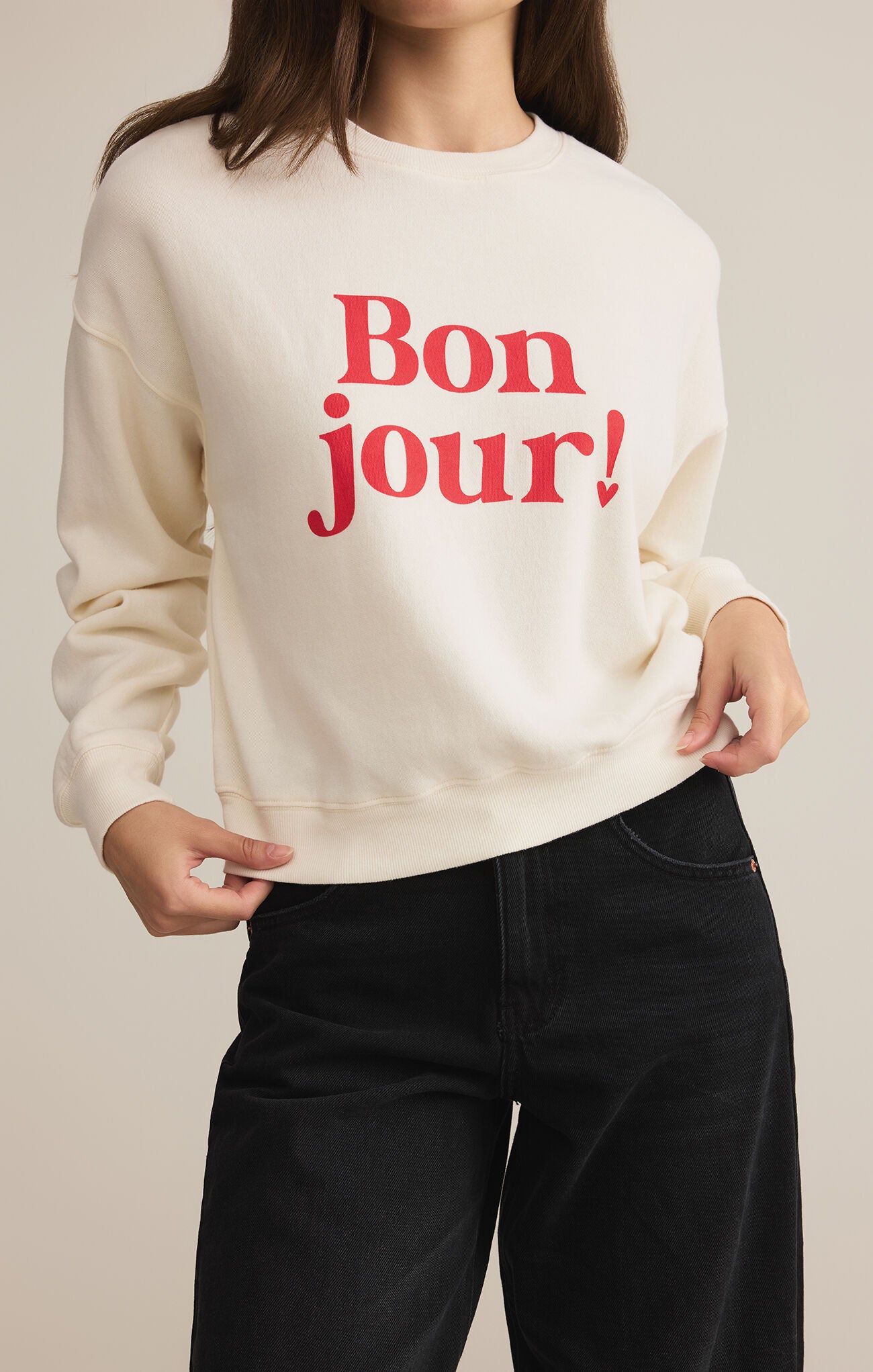 Z Supply Bonjour Sweatshirt- Sea Salt