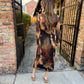 Luminous Shadow Midi Dress- Brown Multi
