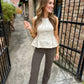 Peplum Shell Top- Cream