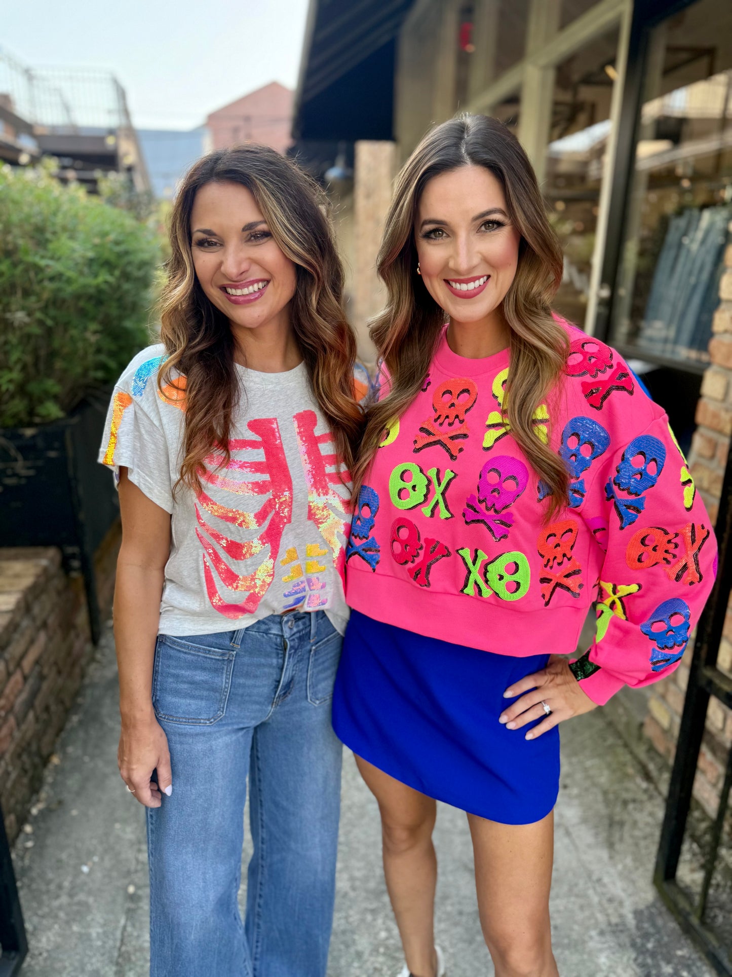 Queen Skeleton Tee- Grey Multi