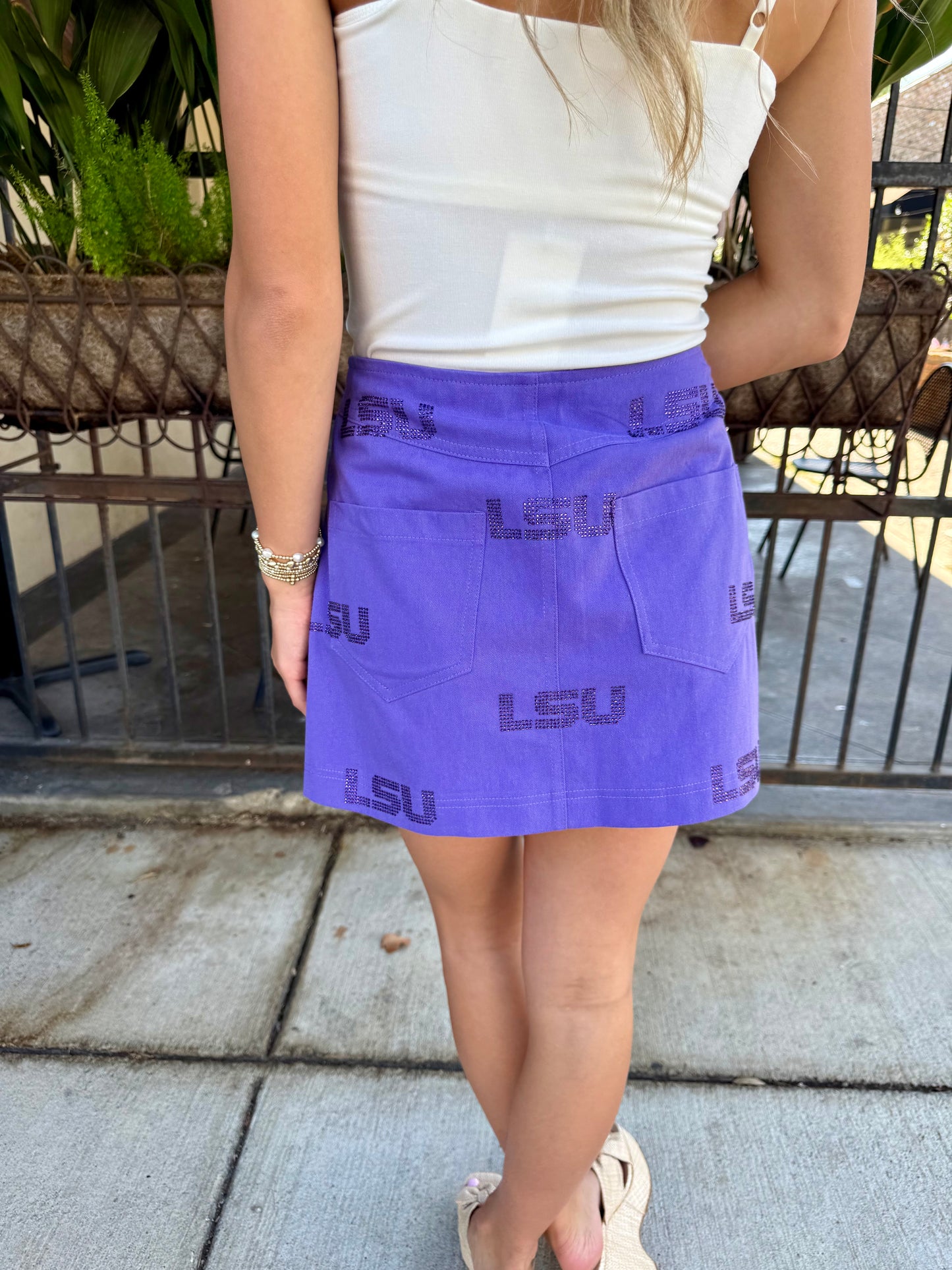 Queen LSU Tonal Rhinestone Skirt