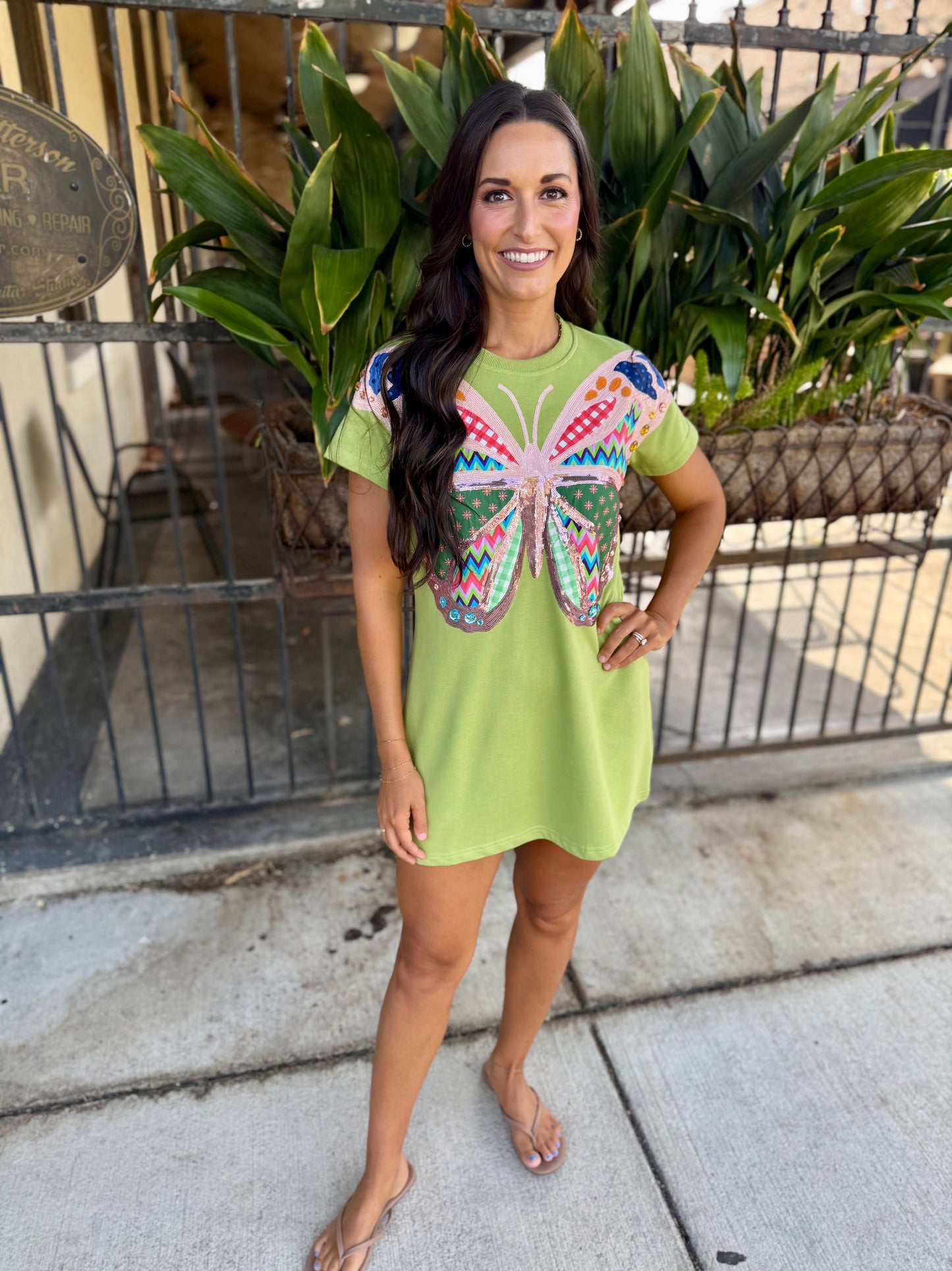Queen Patchwork Butterfly Dress- Green