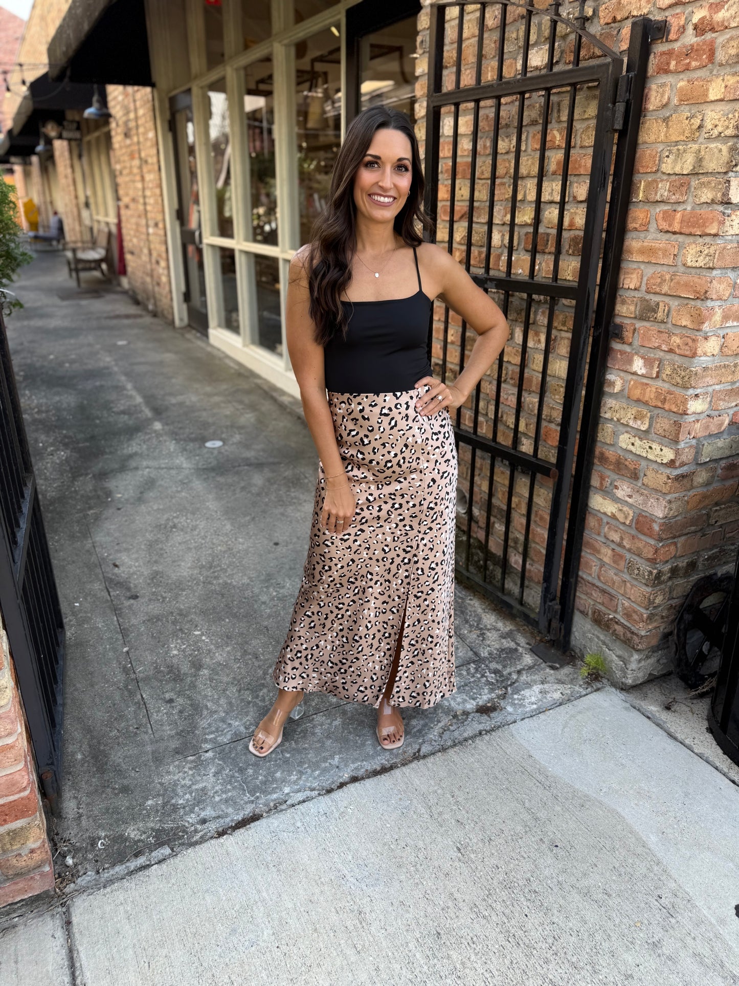 Shelby Satin Maxi Skirt- Leopard