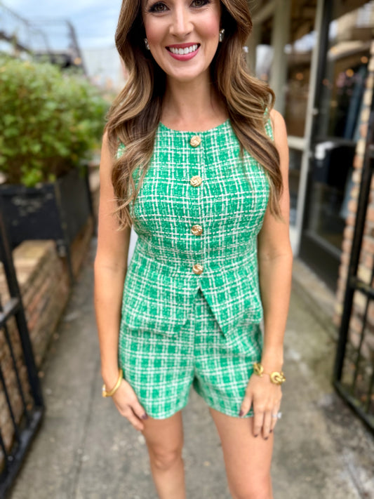 Guild Tweed Vest Top- Green