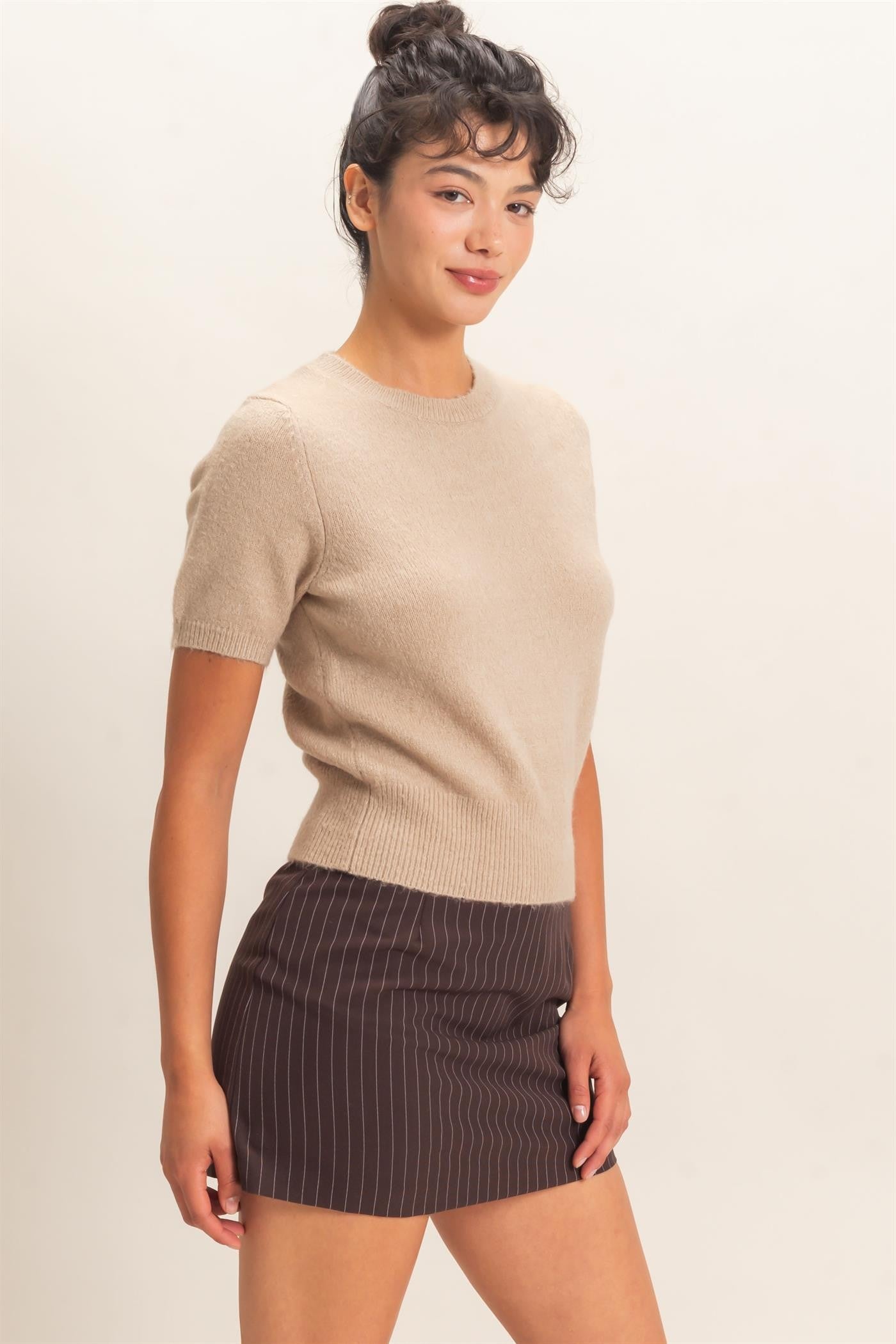 Darren Sweater Top- Taupe