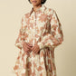 Mia Floral Mini Shirt Dress- Natural Rust