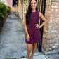 Horse Bit Suede Dress- Merlot