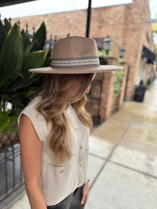 Libby Boho Suede Hat- Tan
