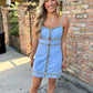 Tabby Contrast Mini Dress- Sky Blue