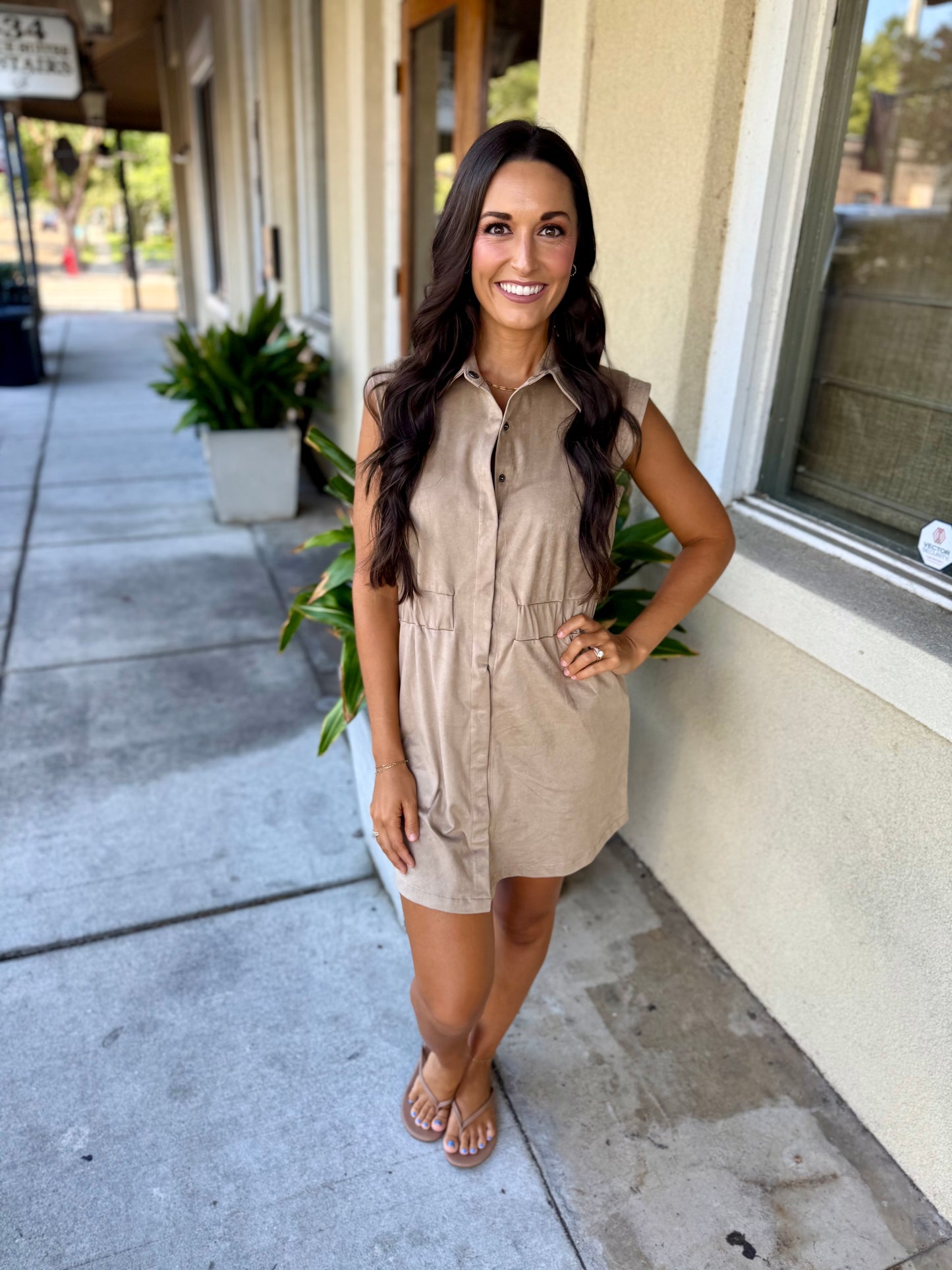 Ellie Suede Mini Dress- Sand