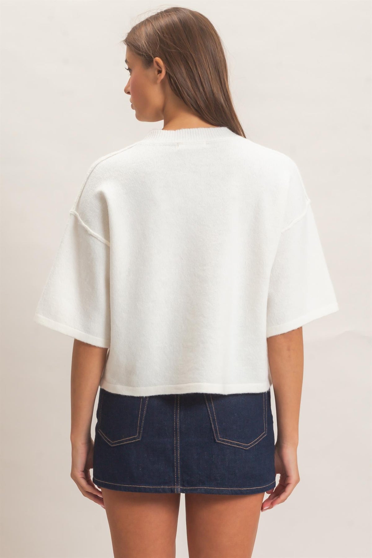 Elise Drop Shoulder Cardigan- Whip Cream