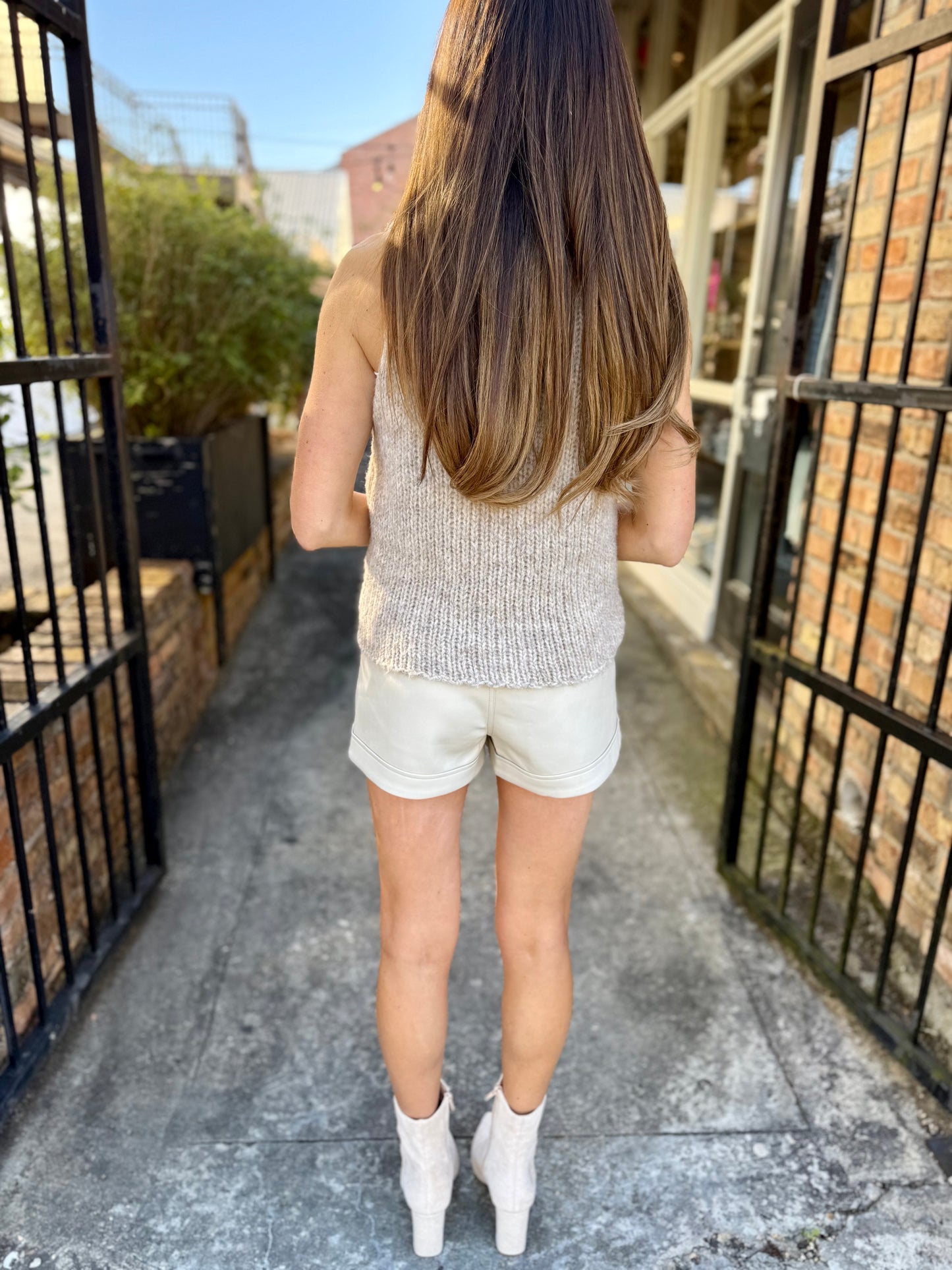 Campo Faux Leather Shorts- Cream