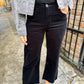 Meg (Black Corduroy) HR Wide Leg Pant
