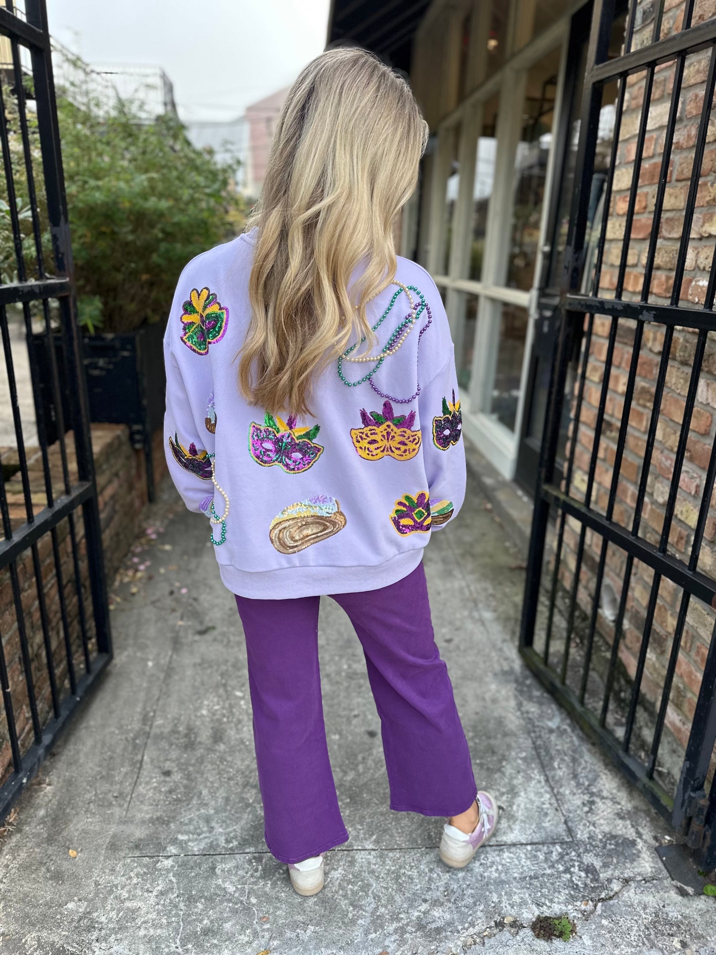 Mardi Gras Icon Sweatshirt- Lavender