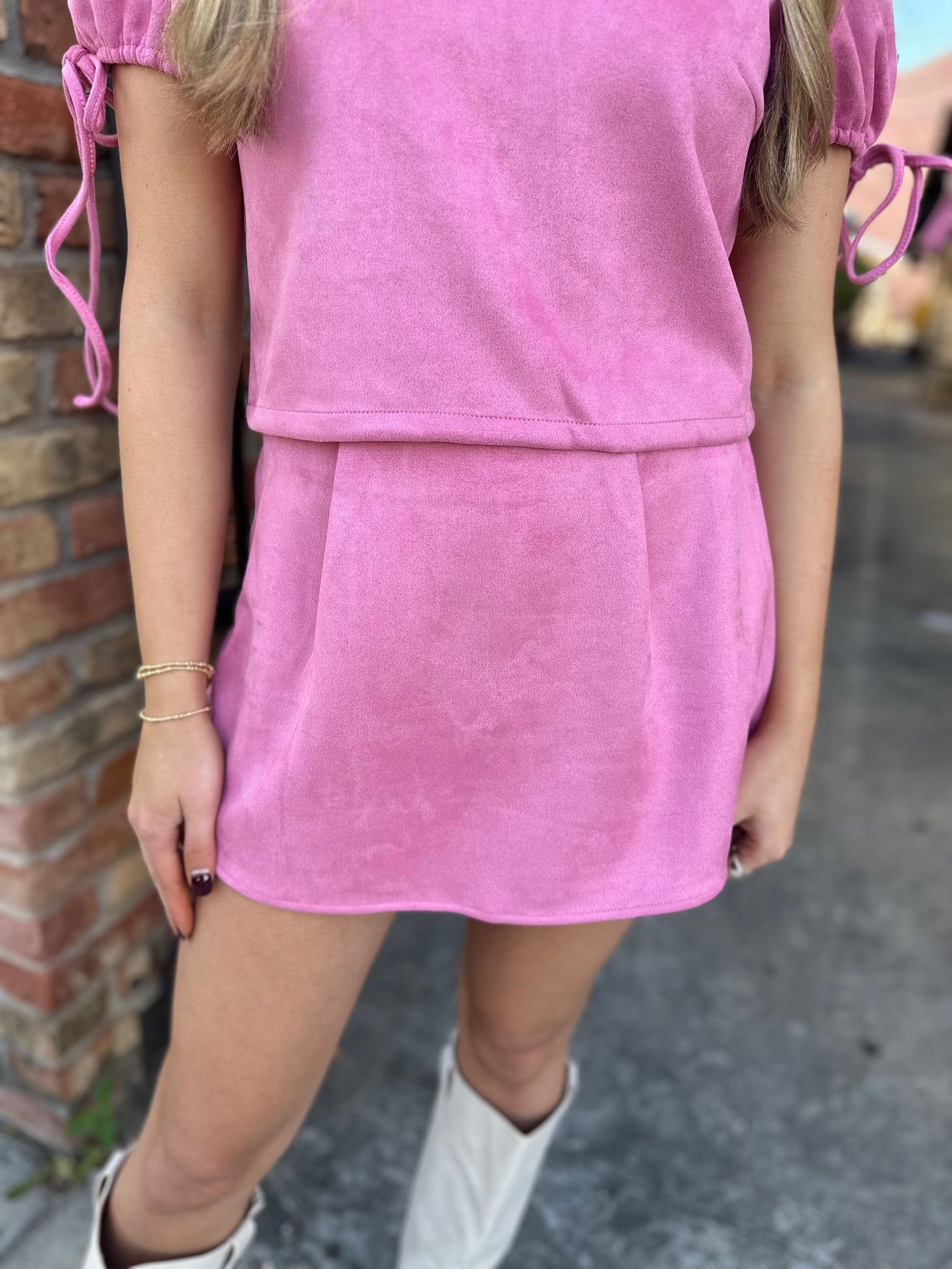 As Always Mini Skort- Pink Suede