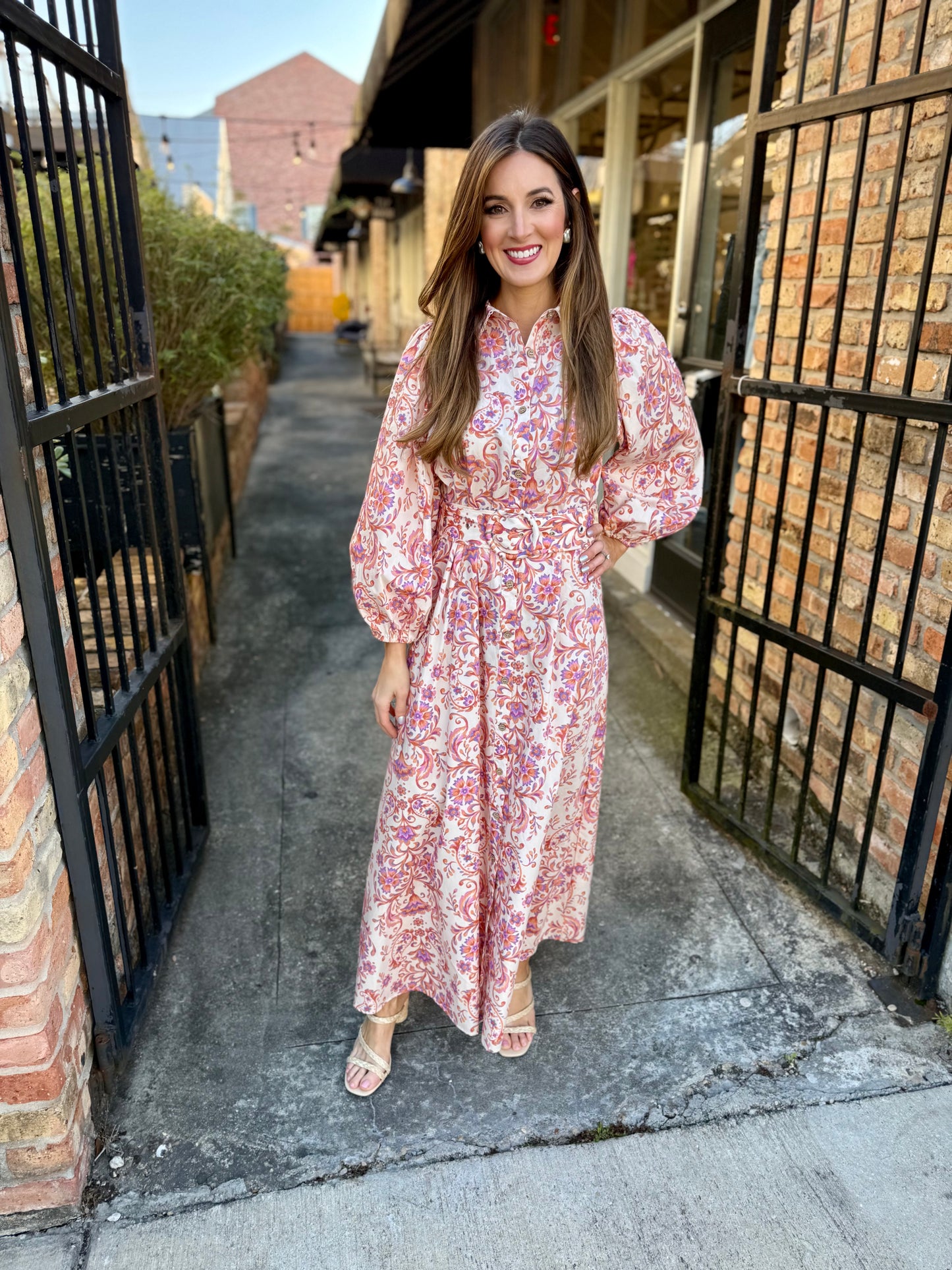 Botanical Maxi Dress- Cream Apricot