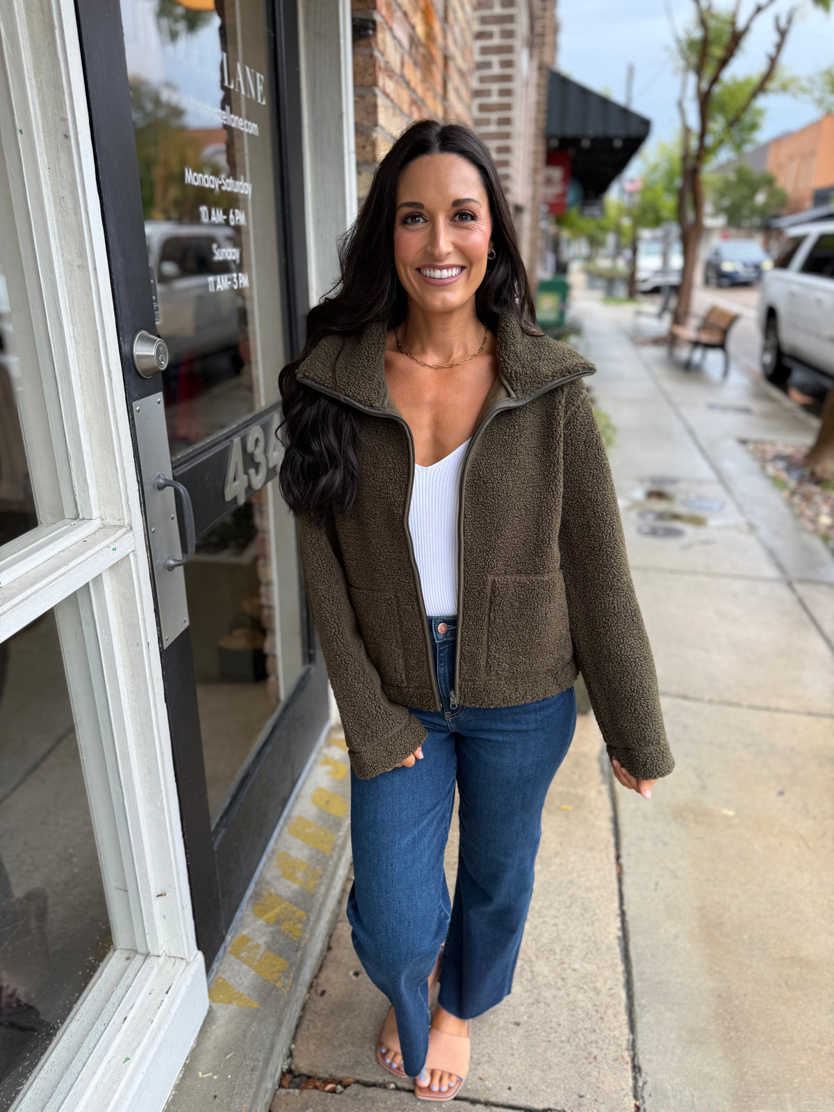 Dena Faux Shearling Zip Up