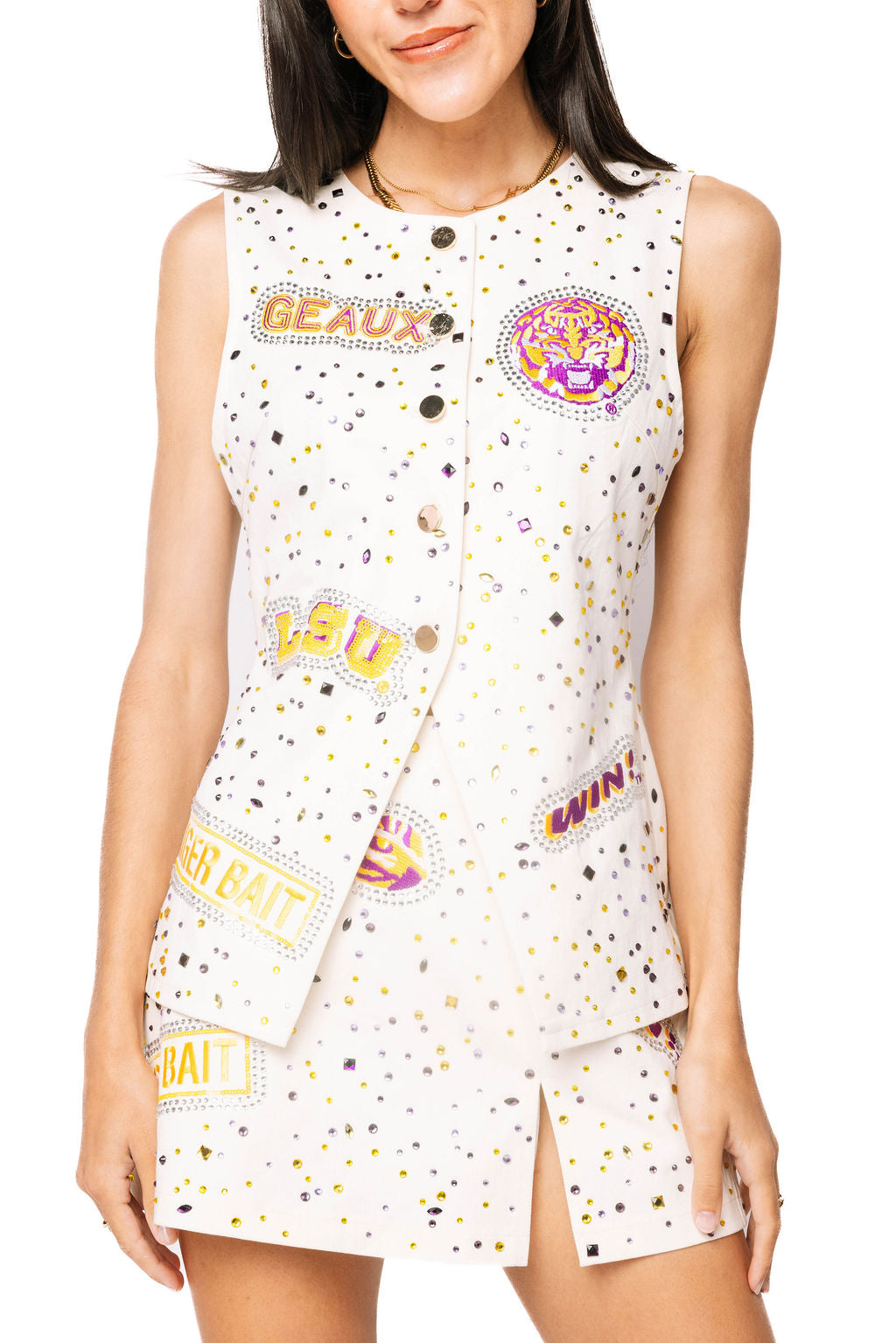 Queen LSU Scattered Logo Rhinestone Skirt