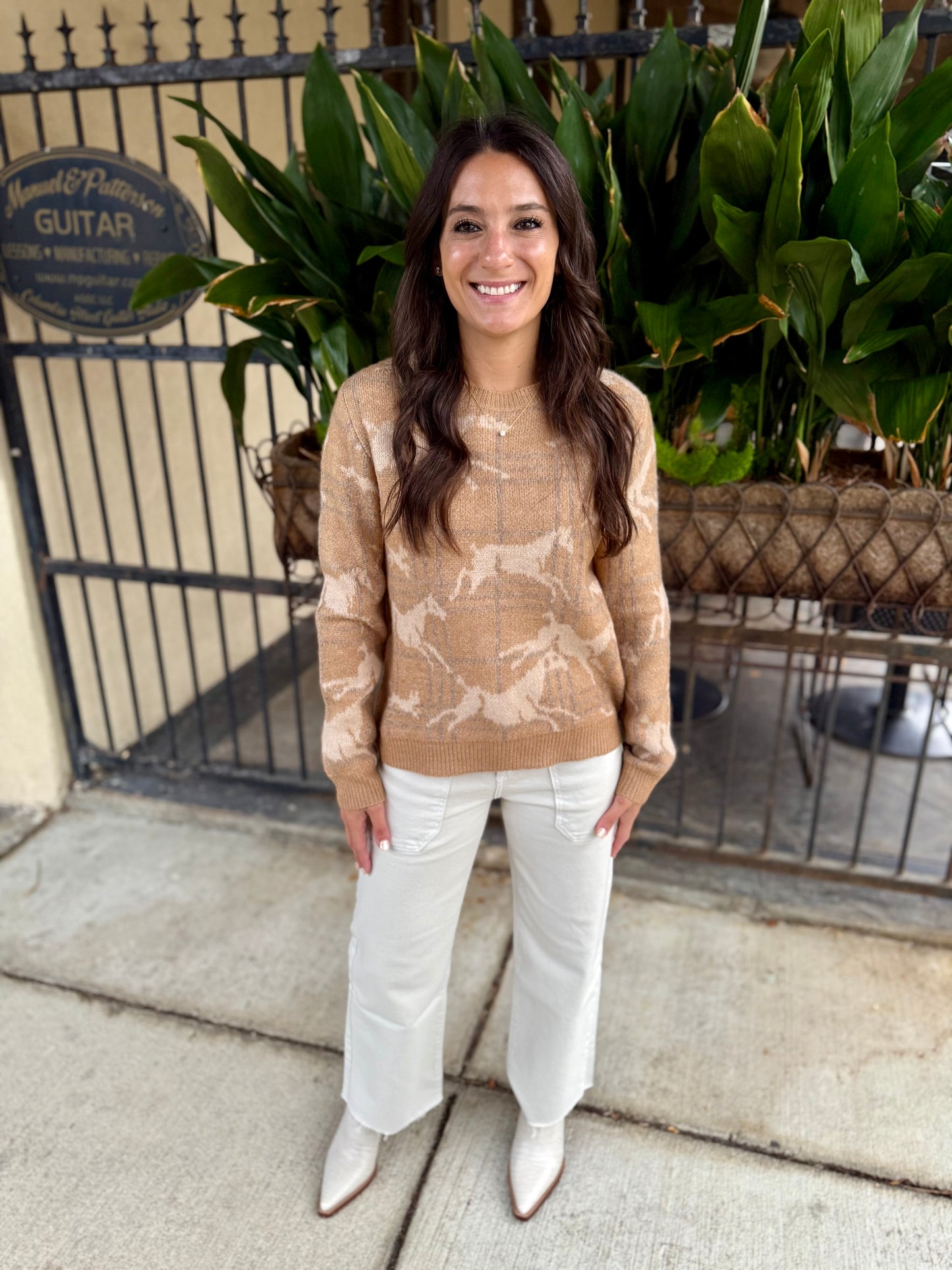 Cerise Horse Sweater- Taupe