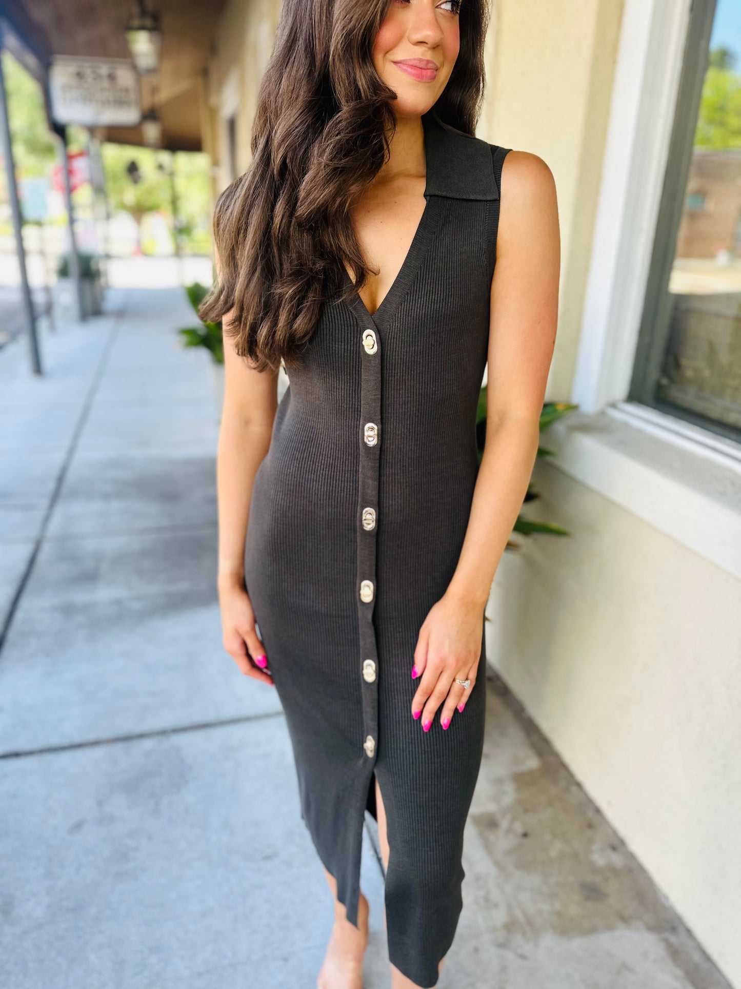 Mallory Midi Dress- Dark Olive