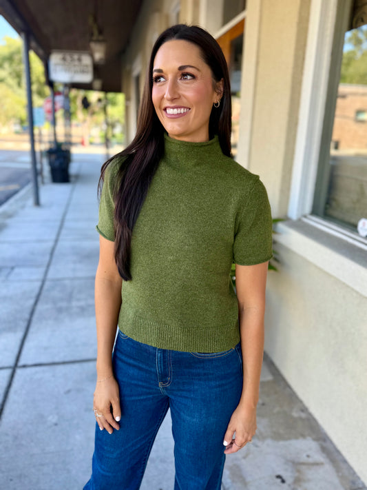 Brandon Sweater Top- Olive
