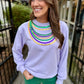 Mardi Gras Bead Sweatshirt- Lavender
