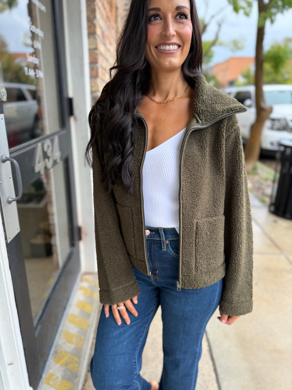 Dena Faux Shearling Zip Up