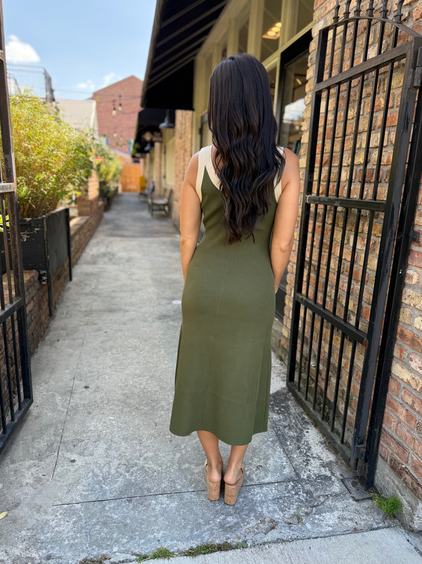 Analise Colorblock Maxi Dress- Olive