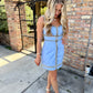 Tabby Contrast Mini Dress- Sky Blue