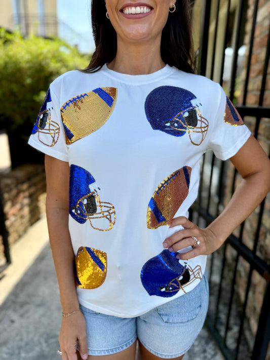 Football Fever Tee- Royal & Gold