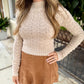 Polly Pointelle Knit Sweater- Taupe