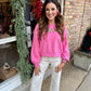 Peppermint Neck Sweatshirt- Hot Pink