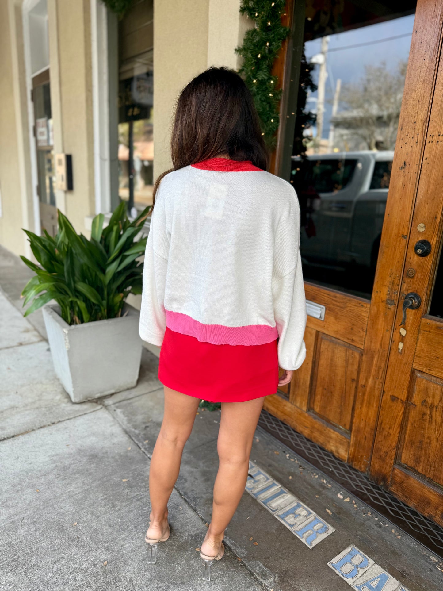 Sparkle Season Colorblock Sweater- White