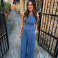 FP Mineral Washed 2 PC Pants Set- Navy