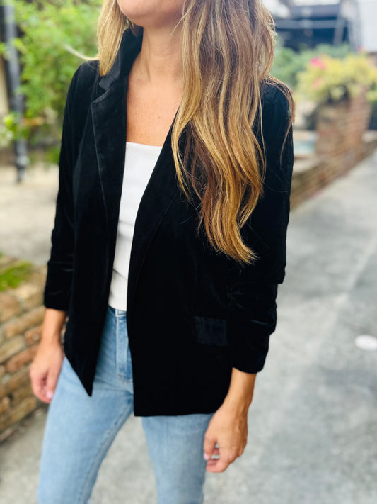 Ashley Velvet Blazer- Black