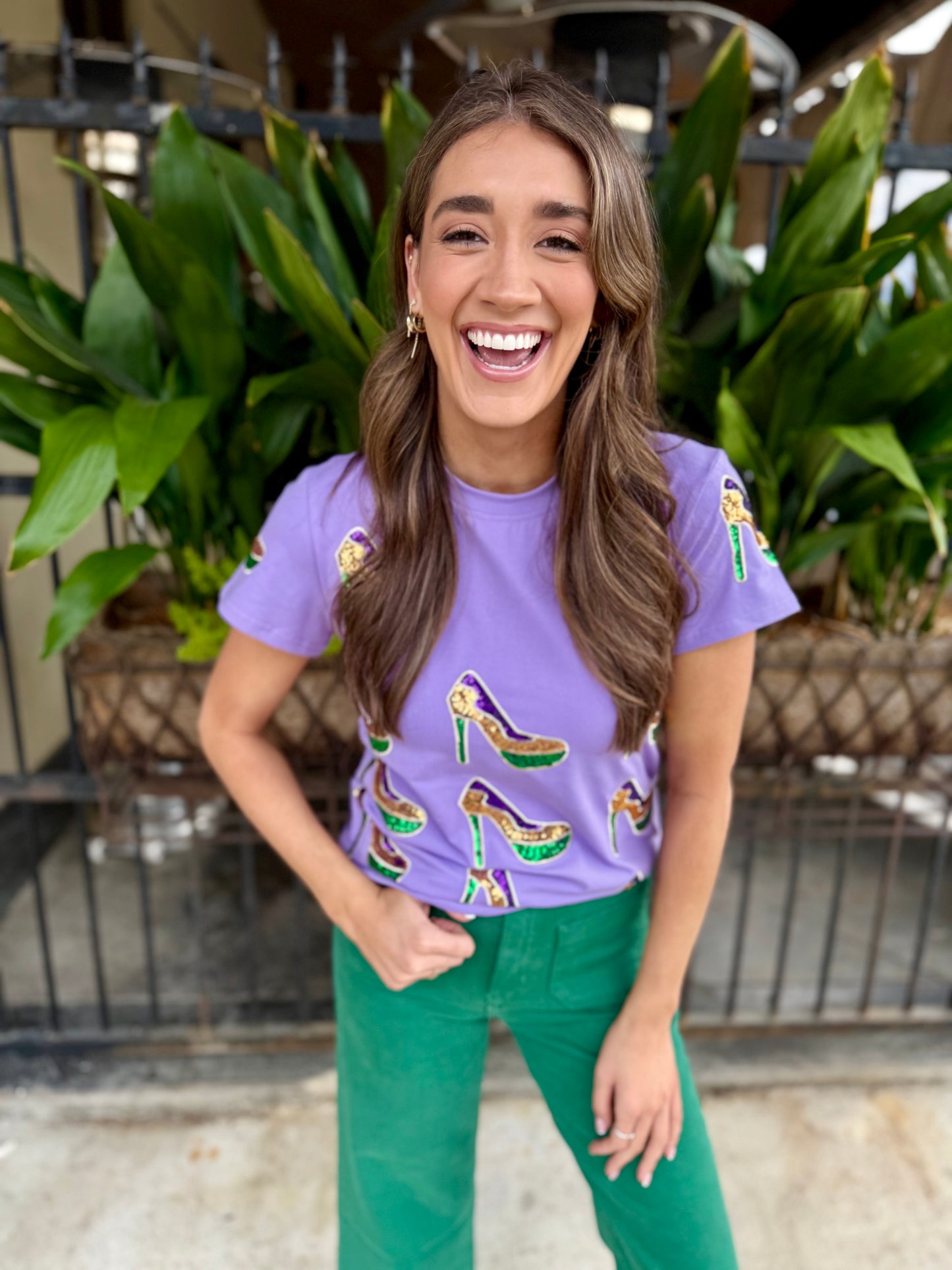 Heels Sequin Tee- Lavender