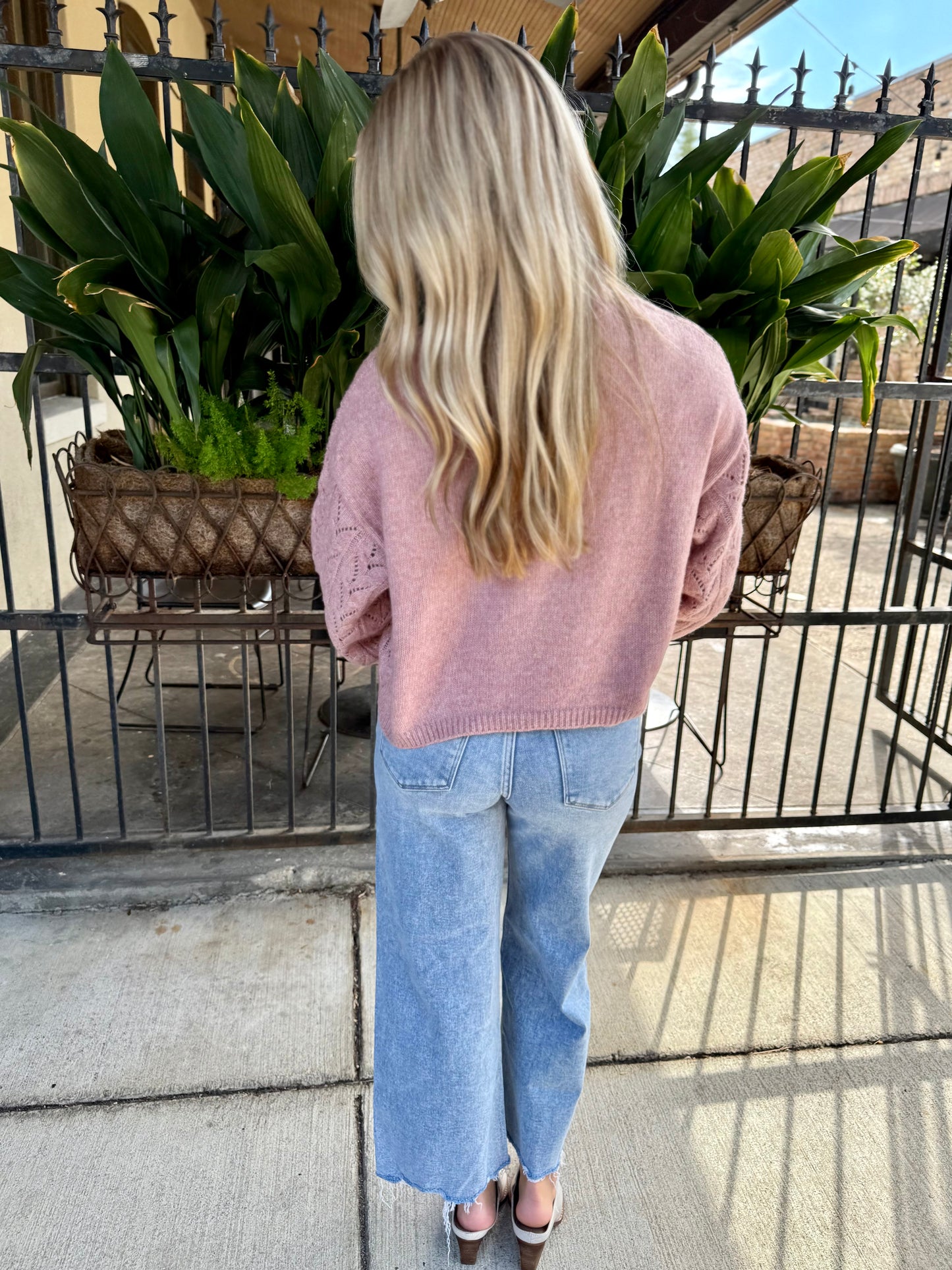 Wisteria Cable Sweater- Pink