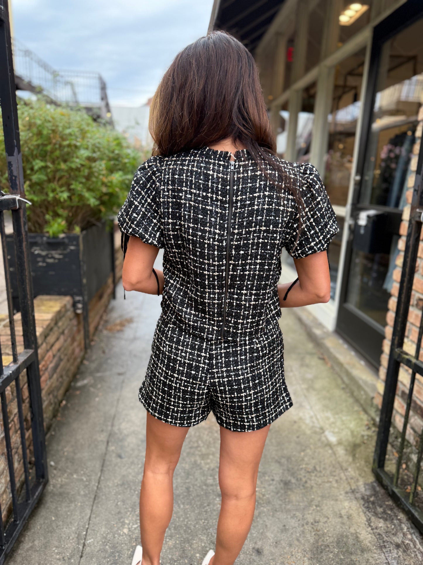 Cassandra Top- Black Tweed