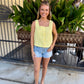 Ellie Eyelet Tank- Lemon