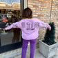 LSU Sequin Boxy Sweatshirt- Lavender