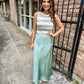 Deano Satin Maxi Skirt- Sage Green